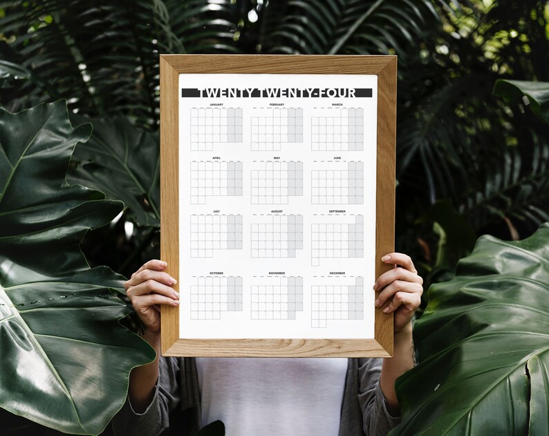 Calendrier annuel 2024 Vue mensuelle imprimable Blank Dated - Etsy France