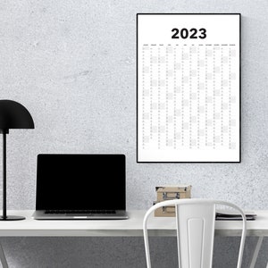 2023 Calendar Blank Vertical Yearly View, Extra Large Wall Calendar Printable image 4