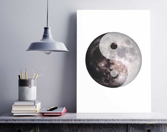 Yin Yang Moon Printable Wall Art Poster