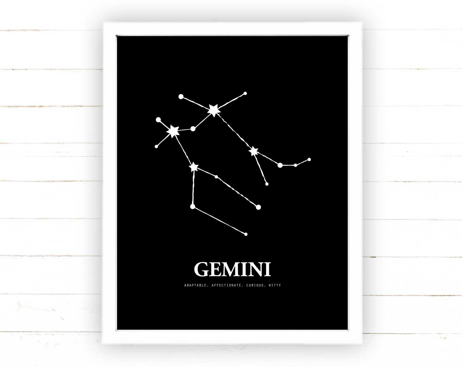 Modern Gemini Zodiac Constellation Printable Wall Art - Etsy