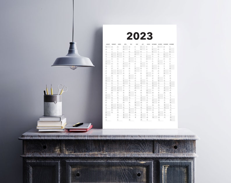 2023 Calendar Blank Vertical Yearly View Extra Large Wall Etsy