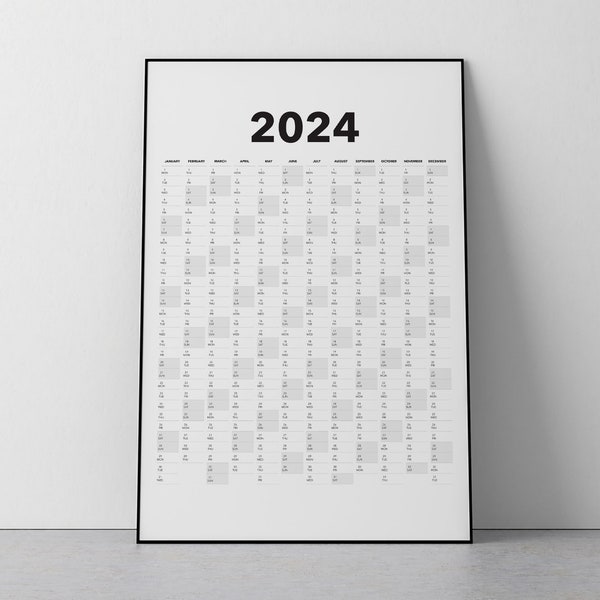 2024 Calendar Blank Vertical Yearly View, Extra Large Wall Calendar Printable