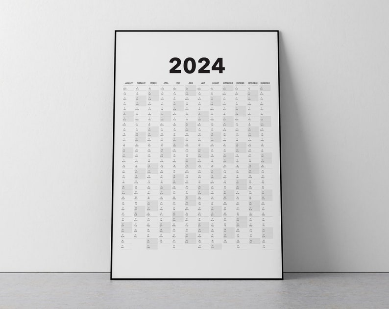 2024 Calendar Blank Vertical Yearly View Extra Large Wall | Etsy