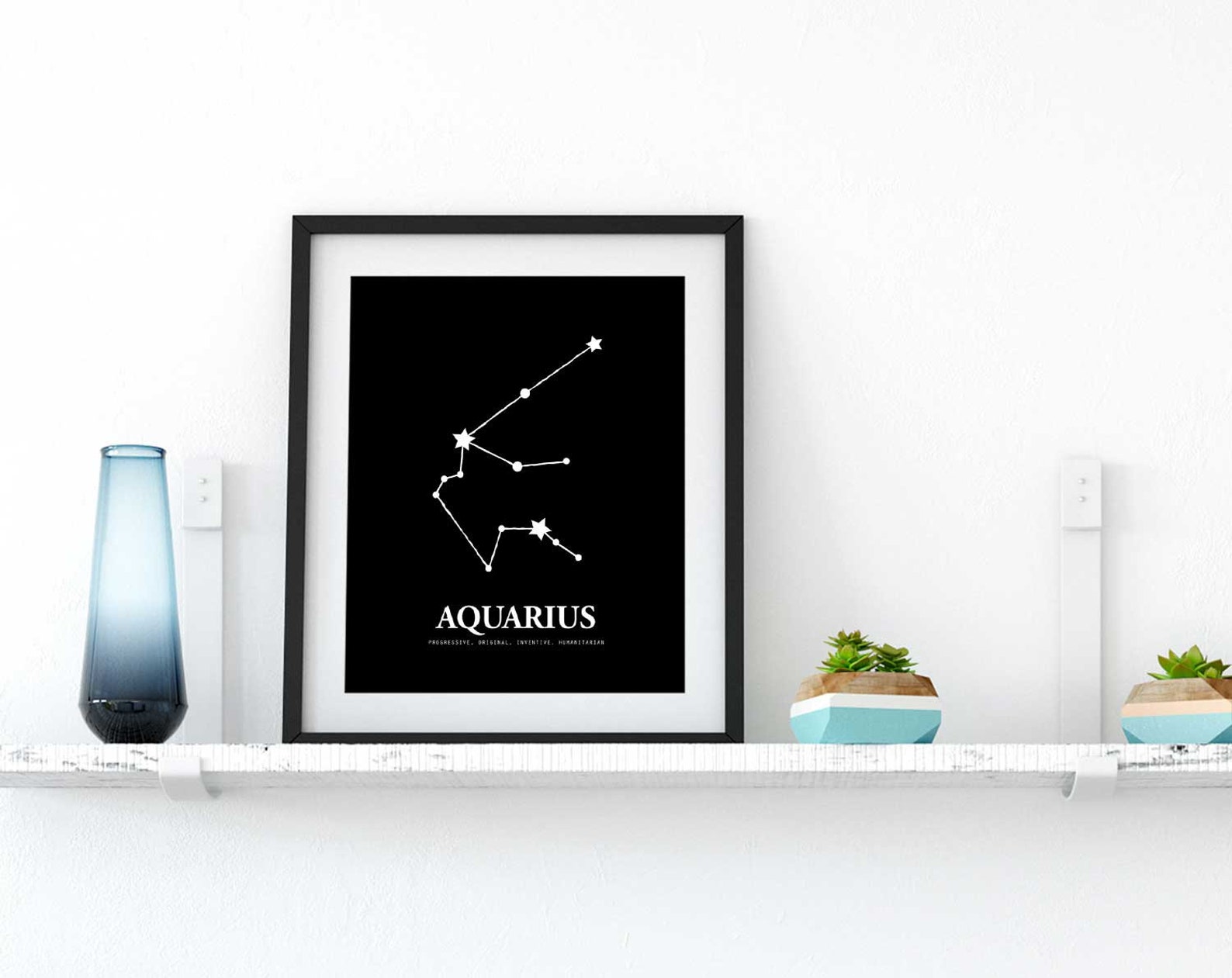 Modern Aquarius Zodiac Constellation Printable Wall Art - Etsy