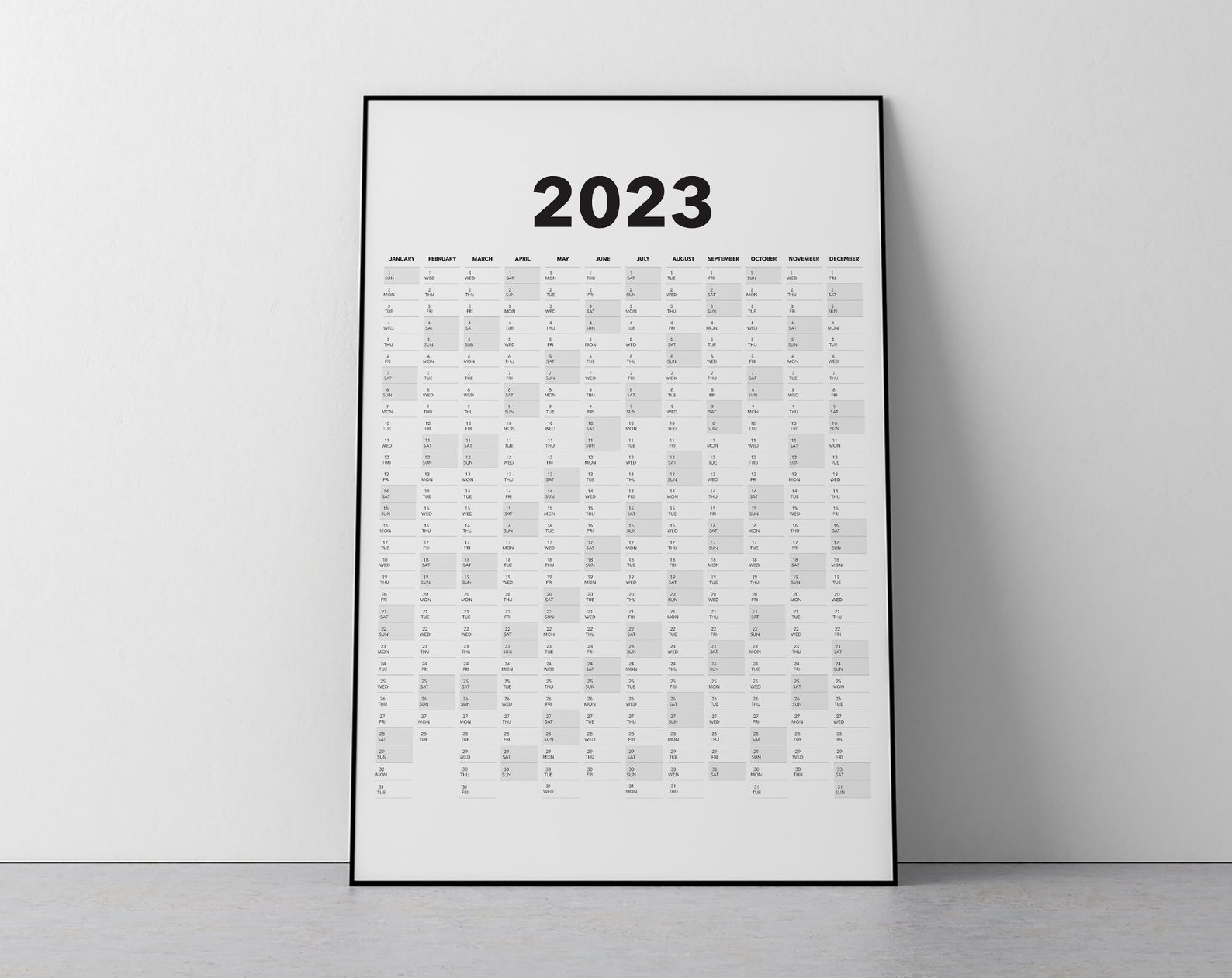 2023 Calendar Blank Vertical Yearly View, Extra Large Wall Calendar