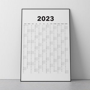 2023 Calendar Blank Vertical Yearly View, Extra Large Wall Calendar Printable image 1