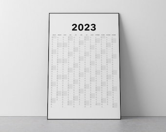 2023 Calendar Blank Vertical Yearly View, Extra Large Wall Calendar Printable