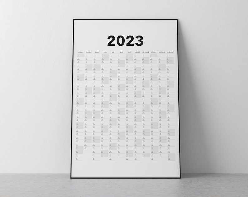 2023 Calendar Blank Vertical Yearly View, Extra Large Wall Calendar Printable image 1