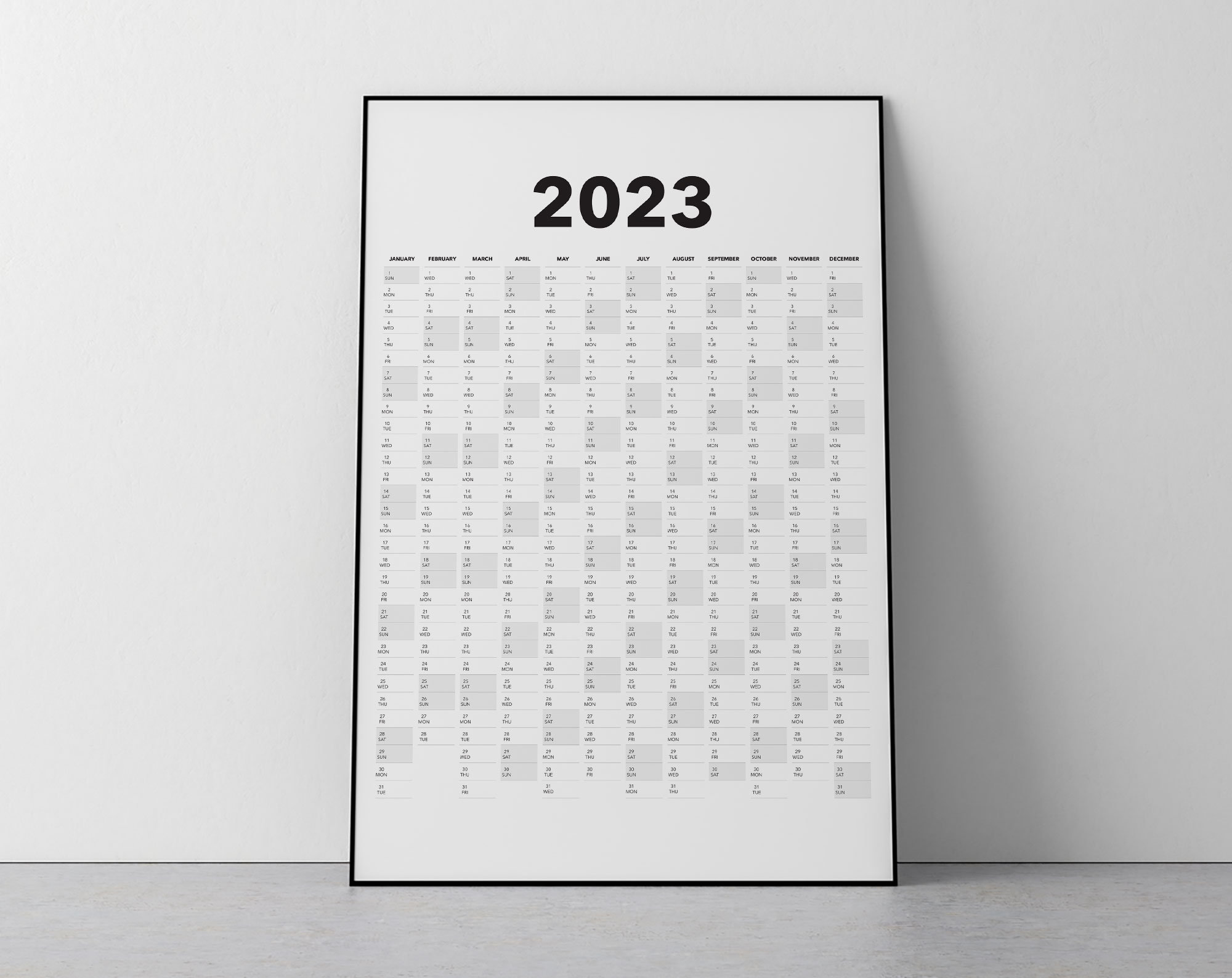 Vertical 2023 Calendar 2023 Calendar Blank Vertical Yearly View Extra Large Wall | Etsy Uk