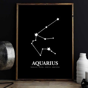 Modern Aquarius Zodiac Constellation Printable Wall Art - Etsy