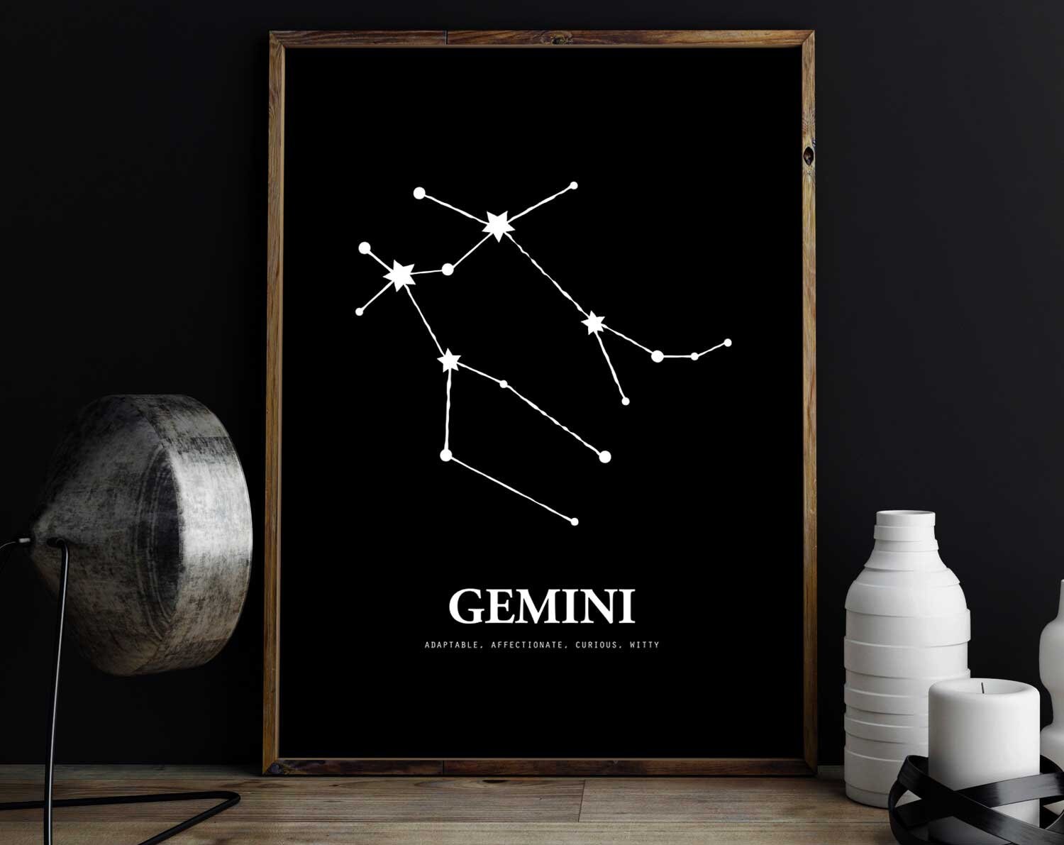 Modern Gemini Zodiac Constellation Printable Wall Art - Etsy