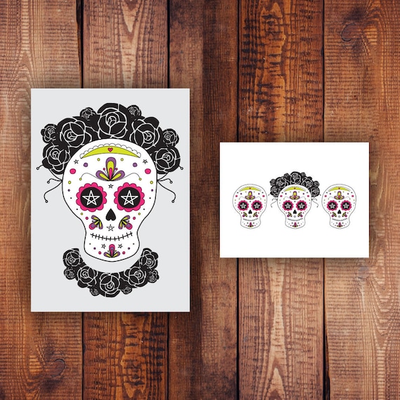 Sugar Skull Printable Stationery Set Instant Download Etsy sugar-skull-printable-stationery-set-instant-download-etsy