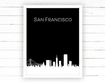 San Francisco Skyline Modern Art Printable Poster Black Minimalist Print