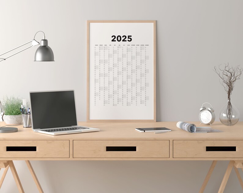 2025 Calendar Blank Vertical Yearly View Extra Large Wall Etsy