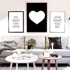 Do What You Love, Love What You Do with Heart | Set of 3 Printable Wall Art Prints