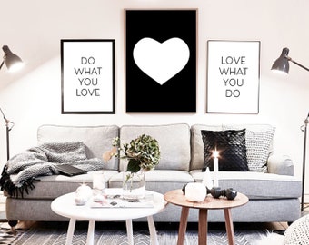 Do What You Love, Love What You Do with Heart | Set of 3 Printable Wall Art Prints