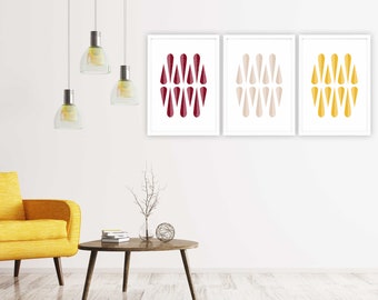 Drops Mid Century Modern Graphic Art Printables | Extra Large Poster Sized Printable Wall Art Set