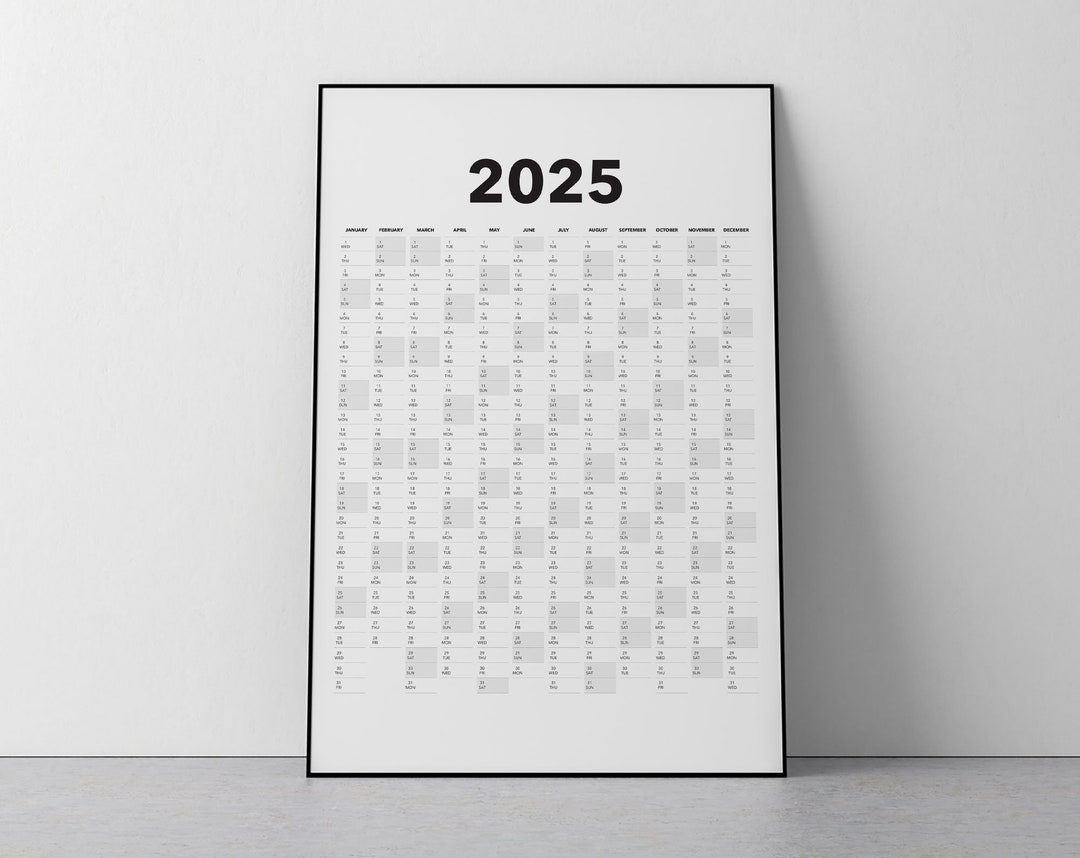 2025 Calendar Blank Vertical Yearly View, Extra Large Wall Calendar