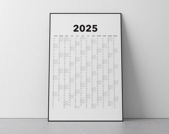 2025 Calendar Blank Vertical Yearly View, Extra Large Wall Calendar Printable
