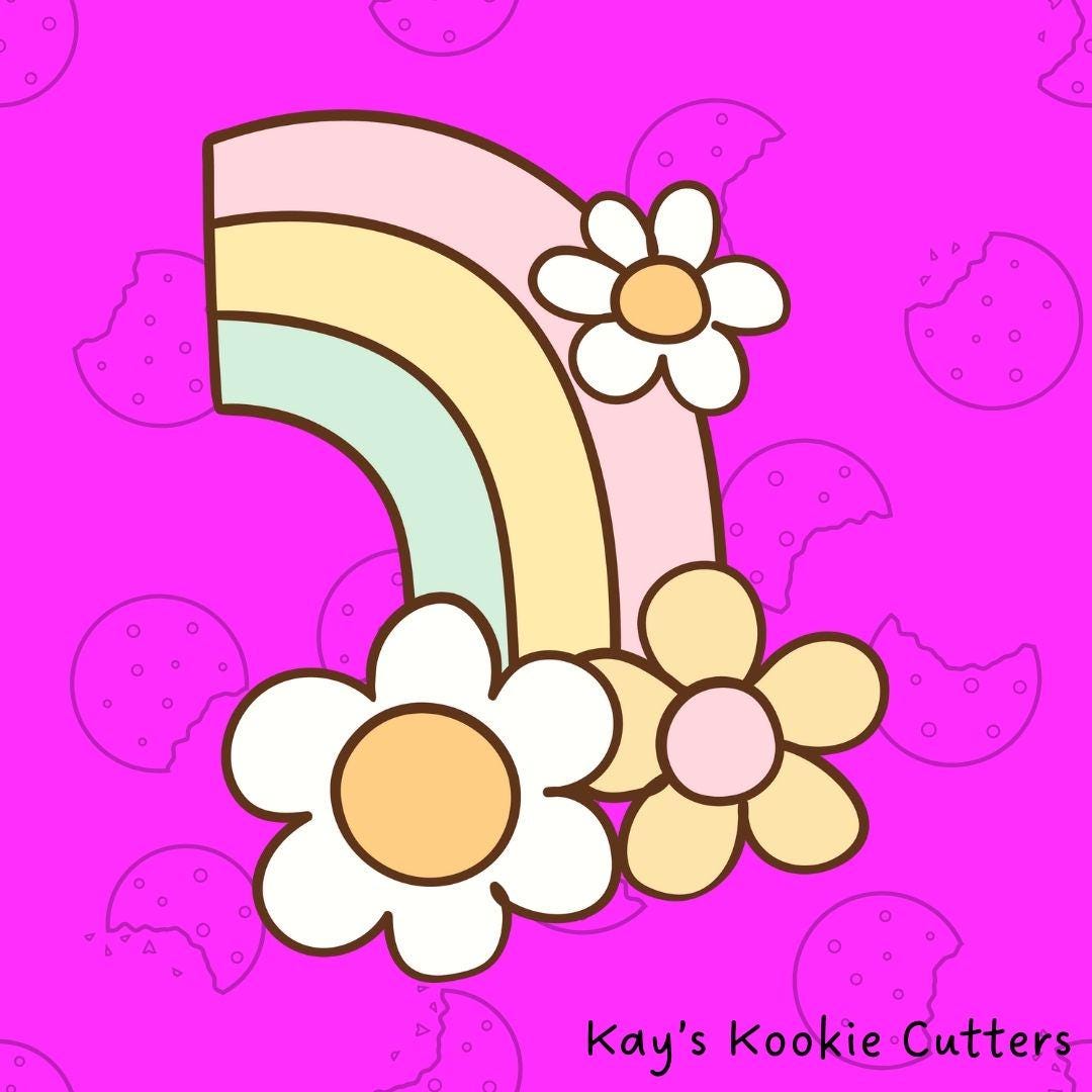 Half Rainbow With Flowers Cookie Cutter *multiple Sizes* - Etsy