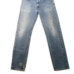 33” de cintura, 33.5” de largo, 505 ‘01 USA Painted Levi’s: lavado a la piedra medio (33 pulgadas de cintura = talla 30/31 moderna para mujer), Levi’s 505 vintage