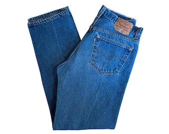 W31" L31" 501xx 90s USA Levi's: faded dark wash (31" measured waist = modern women's size 28/29), vintage levis 501xx