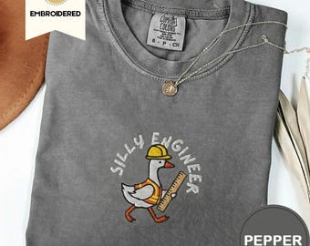 Geborduurd grappig shirt met grappige ingenieur comfortkleuren, cadeau voor ingenieur, gans-T-shirt