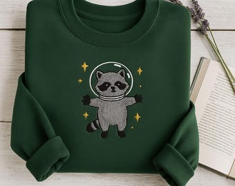 Besticktes Space Waschbär Sweatshirt: Lustiges Meme Hoodie, Gamer Geschenk
