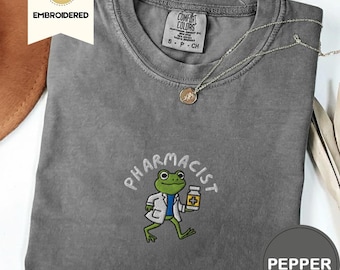 Camisa de farmacéutico bordada con colores cómodos, regalo para ella
