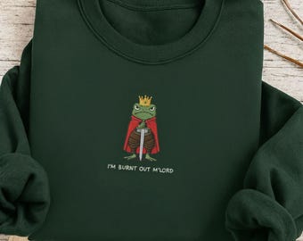 Burnt Out Frog Knight Embroidered Sweatshirt, Renaissance Faire Gift