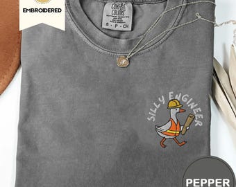 Shirt met geborduurde grappige ingenieur comfortkleuren, cadeau voor ingenieur