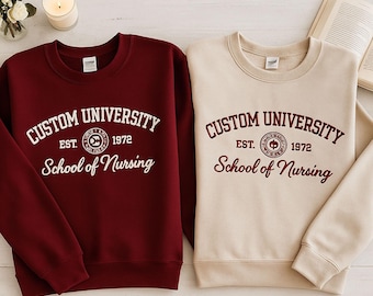 Sudadera universitaria personalizada con bordado, sudadera con capucha universitaria, regalo de graduación