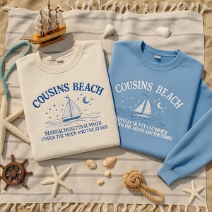 Cousins Beach Embroidered Sweatshirt, Summer I Pretty Hoodie, Bookish Coastal Vibes Pullover Summer Vibe Group Matching Shirts