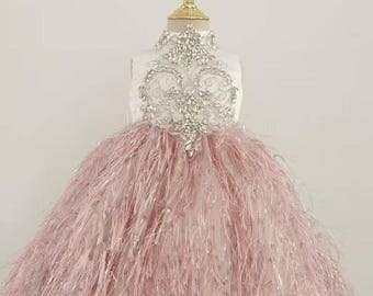 Bling Bling Luxury kid Birthday Party Celebration Dress Crystal Beading kid Birthday Dress Ball Gowns Luxury Tutu Dress Custom