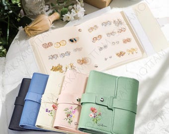 Custom Earring Book – Personalized Name Jewelry Organizer, Travel Earring Holder, Bridesmaid Gift, Birthday Gift for Her, for Mom