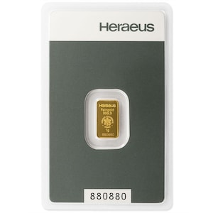 Gold zum verschenken Goldbarren Heraeus 1g 1 Gramm Geschenkset - Geschenk + Echtheitszertifikat