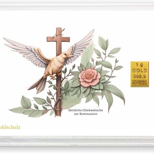 Goldschulz Goldbarren 1g 1 Gramm Motivbox - Herzliche Glückwünsche zur Kommunion  - Geschenk + Echtheitszertifikat