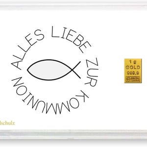 Goldschulz Goldbarren 1g 1 Gramm Motivbox - Alles Liebe zur Kommunion  - Geschenk + Echtheitszertifikat