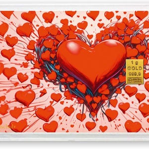 Goldschulz Goldbarren 1g 1 Gramm Motivbox - Herzen Glückwünsche  - Geschenk + Echtheitszertifikat