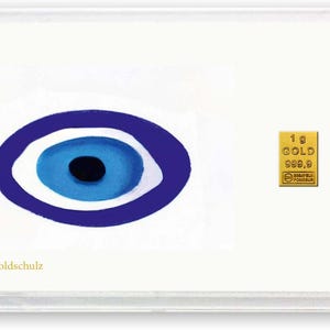Goldschulz Goldbarren 1g 1 Gramm Motivbox - Nazar - Geschenk + Echtheitszertifikat