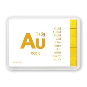 Goldschulz Goldbarren 1g 1 Gramm Motivbox - Au 5g  - Geschenk + Echtheitszertifikat