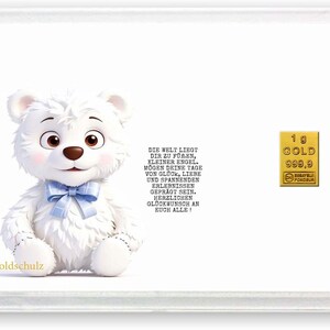 Goldschulz Goldbarren 1g 1 Gramm Motivbox - Geburt Boy - Geschenk + Echtheitszertifikat