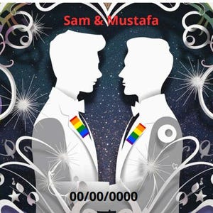 Plantilla de invitación de boda GAY personalizable / Tarjeta de invitación de boda rústica imprimible / Diseño elegante de Canva para bodas del mismo sexo LGPT