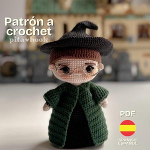 Haakpatroon voor een amigurumi-pop van professor McGonagall. Patroon voor een heksenpop. PDF-patroon. Digitale download. Zie beschrijving.