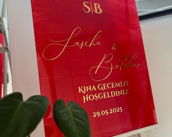 Henna welcome sign entrance area | Acrylic sign for Kina | Reception board | Welcome sign