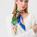 Foulard VINTAGE En Satin Multicolore Motif Floral 65x65 Cm - Occasion Bon état