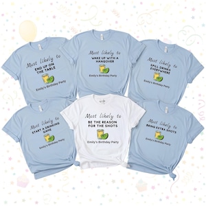 Most Likely To Party Matching Group Shirt, Personalized Birthday Party Tee, Custom Bachelorette Party Shirts, Funny Saying Birthday Tee