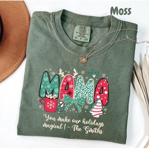 Comfort Colors Christmas Mama Shirt, Custom Text Mama Shirt, Christmas Gift for Mom, Holiday Shirt, Christmas 2025 Gift, Best Mom Ever Shirt