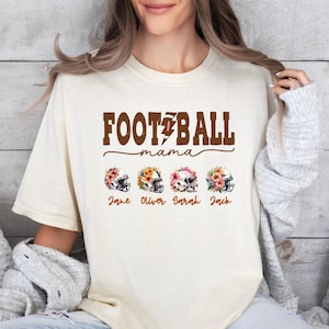 Cute Football Mama Shirt With Kids Name, Football Season Mama Shirt, Gift For Football Mom, Cheer Mom Shirt, Football Lover
