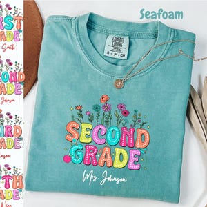 Maglietta per insegnanti Comfort Colors: maglietta con fiori per la scuola elementare